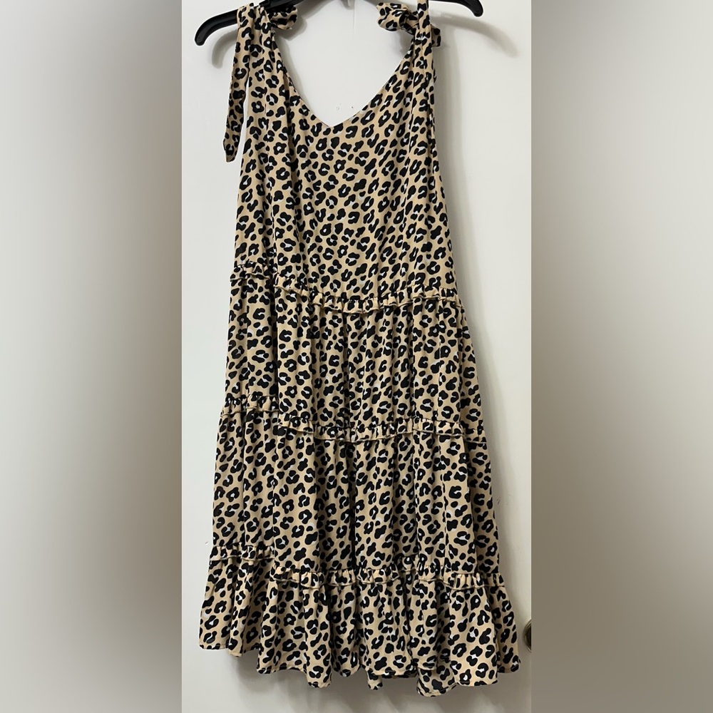 Simply Southern Leopard Print Dress - Tan and Black